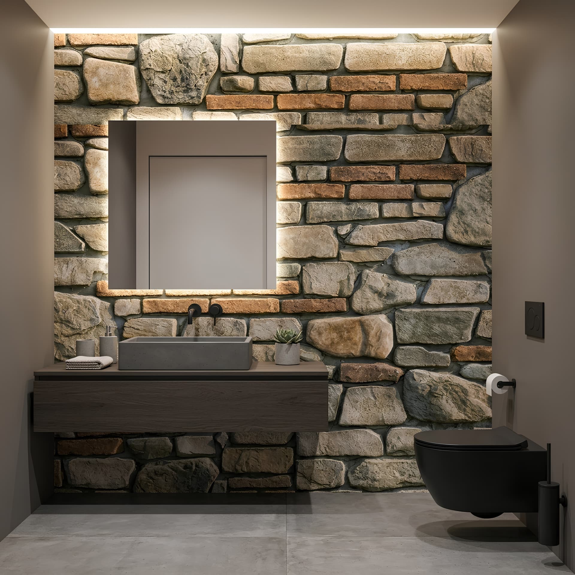 Vinil duvar kağıdı — Doğal Taş Görünümlü Silinebilir Duvar Kağıdı