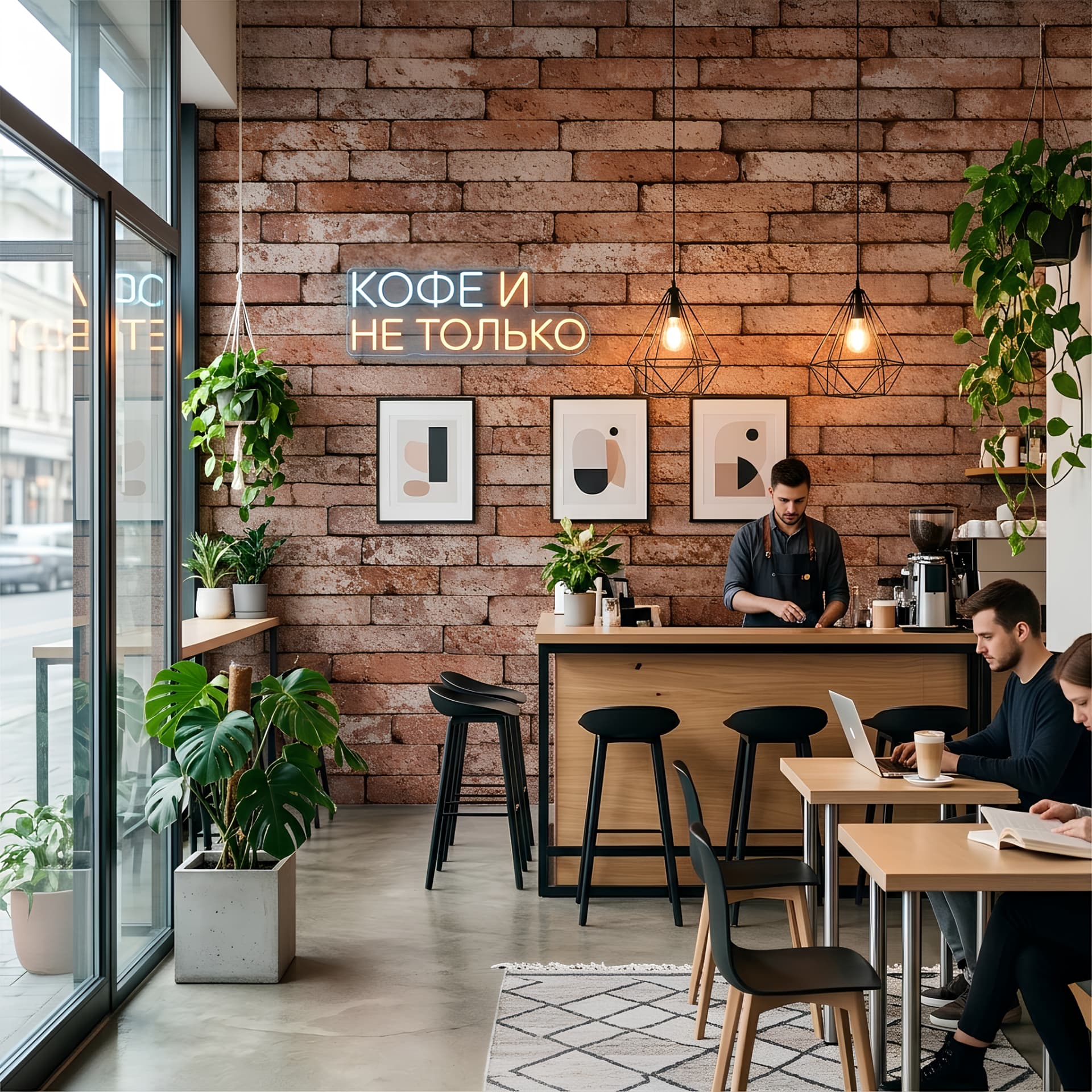 Salon duvar kağıdı — Kafe ve Salon İçin 3 Boyut Efektli Rustik Tuğla Duvar Kağıdı