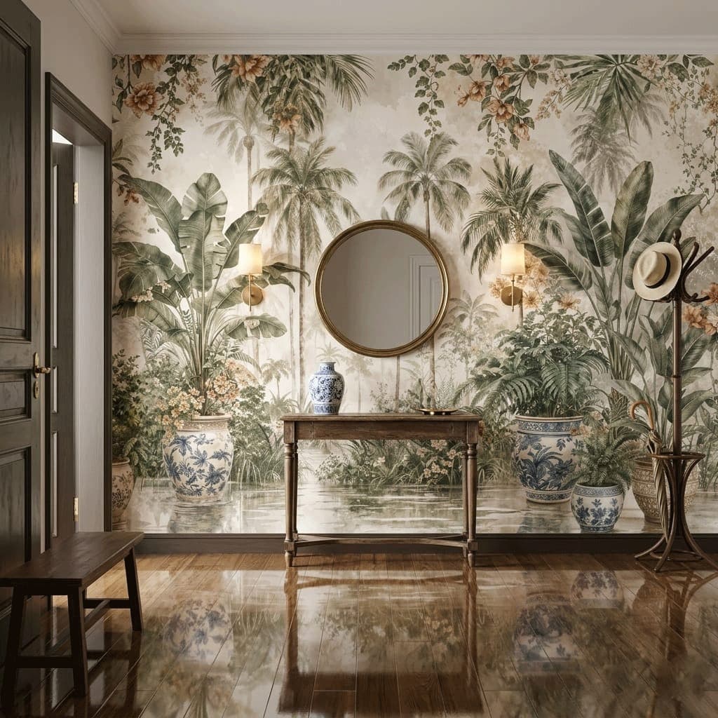 Salon duvar kağıdı — Seramik Saksı Bahçesi Duvar Kağıdı