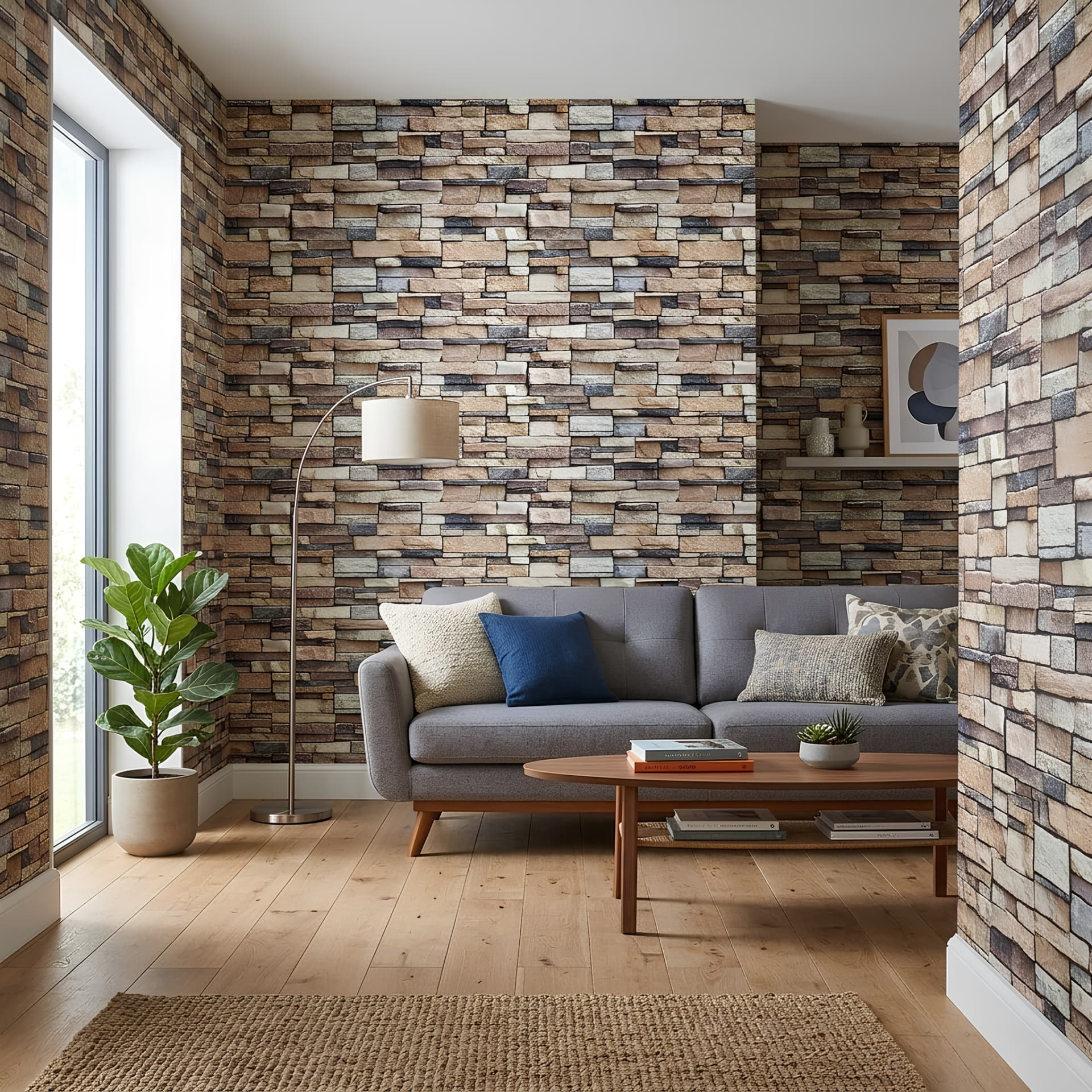 3D Duvar Kağıdı duvar kağıdı — Silinebilir 3D Patlatma Taş Desenli Duvar Kağıdı